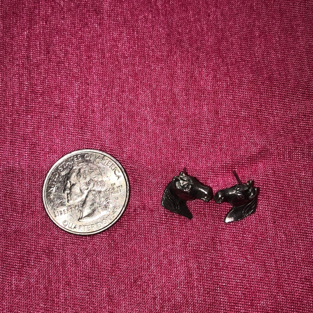 Silver horse head earrings